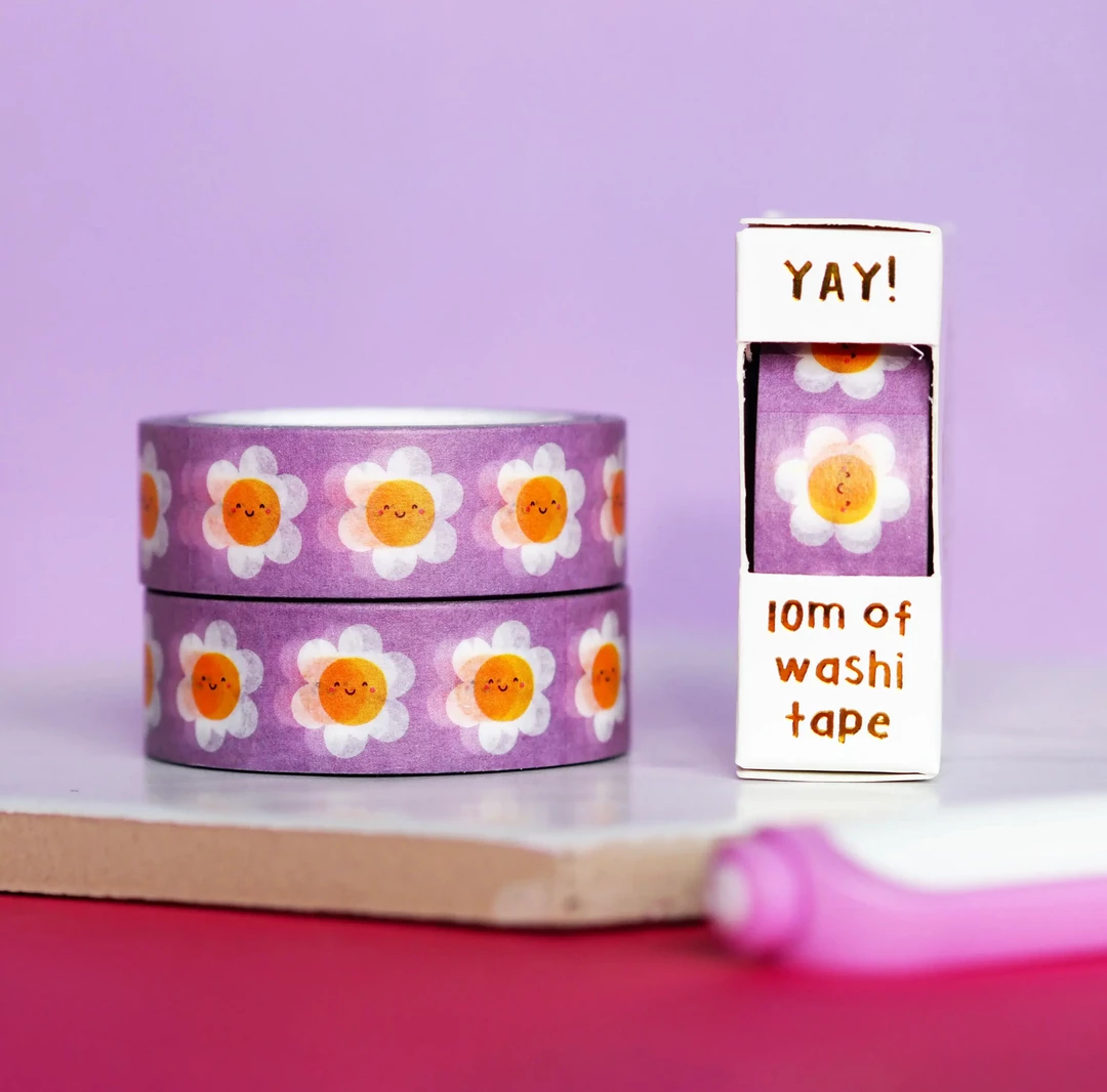 Nutmeg And Arlo Lilac Daisies Washi Tape Snail Mail 3 Nutmeg And Arlo Lilac Daisies Washi Tape Snail Mail