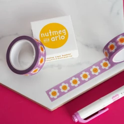 Nutmeg And Arlo Lilac Daisies Washi Tape Snail Mail