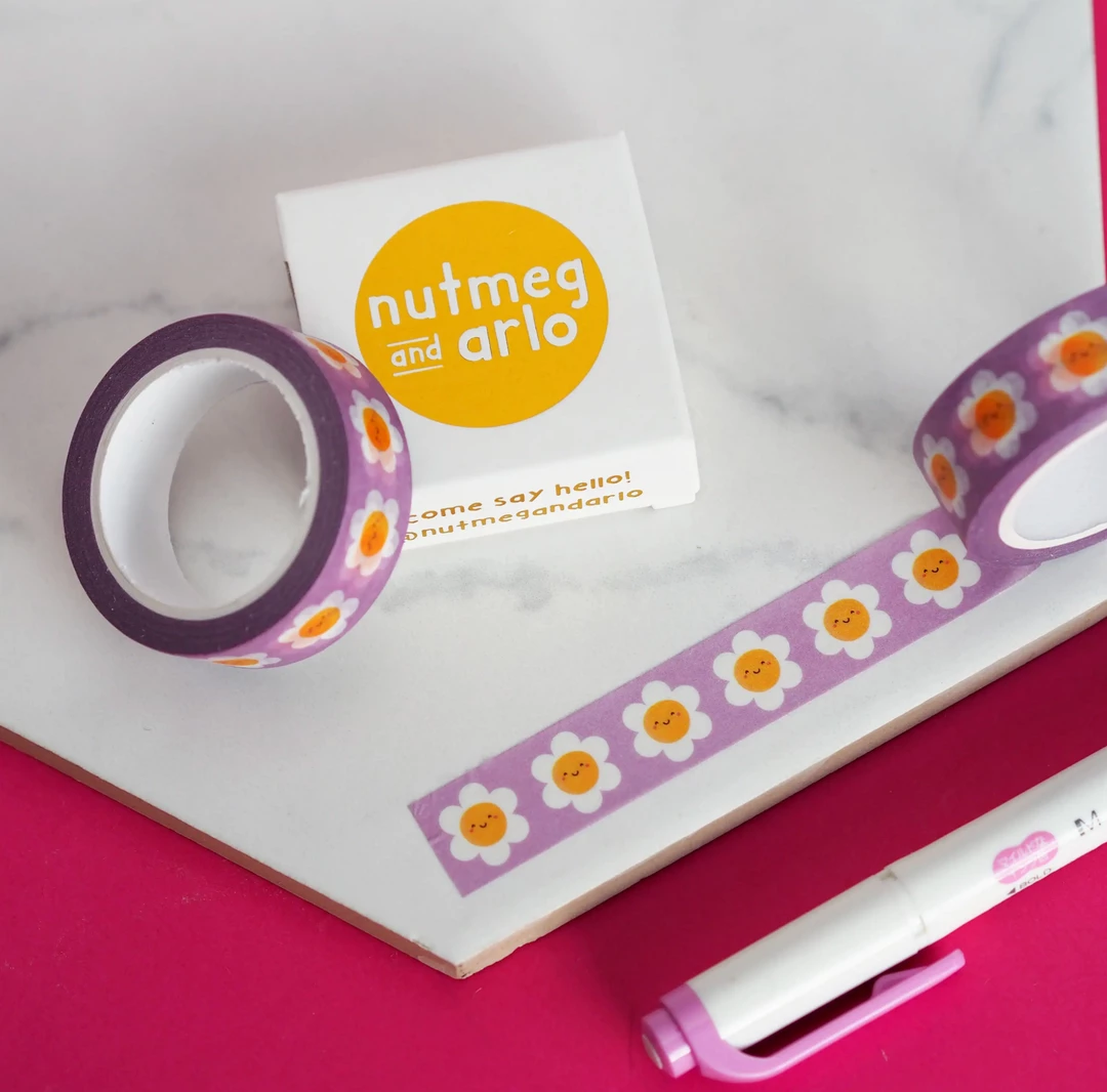 Nutmeg And Arlo Lilac Daisies Washi Tape Snail Mail 4 Nutmeg And Arlo Lilac Daisies Washi Tape Snail Mail