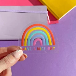 Nutmeg And Arlo Have A Nice Day Clear Vinyl Sticker