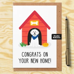 Studio Boketto Dog New Home Card