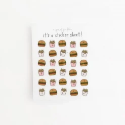 A Jar Of Pickles Mini Burger And Fries Clear Sticker Sheet Stickers