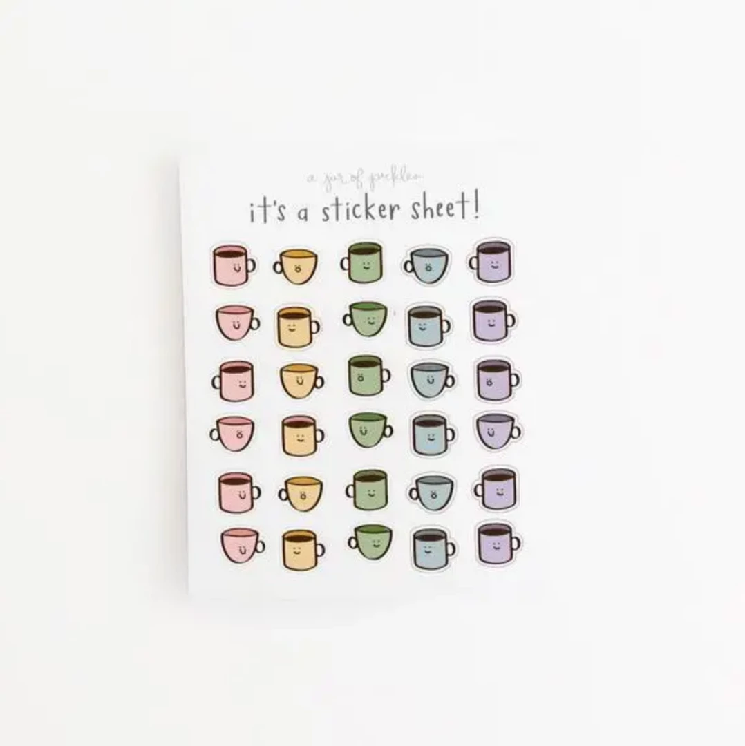 A Jar Of Pickles Stickers Mini Coffee Clear Sticker Sheet 3 A Jar Of Pickles Stickers Mini Coffee Clear Sticker Sheet