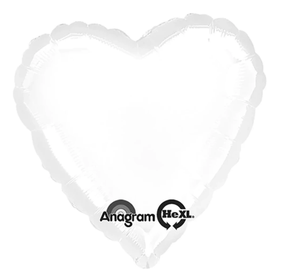 Anagram Balloons 18" Metallic White Heart 3 Anagram Balloons 18" Metallic White Heart