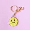 Made Au Gold Sad Smiley Face Keychain