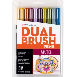 Tombow Dual Brush Pen Art Markers: Muted - 10-Pack Pens + Pencils