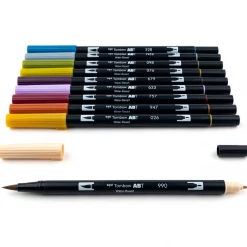Tombow Dual Brush Pen Art Markers: Muted - 10-Pack Pens + Pencils