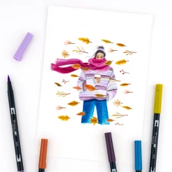 Tombow Dual Brush Pen Art Markers: Muted - 10-Pack Pens + Pencils