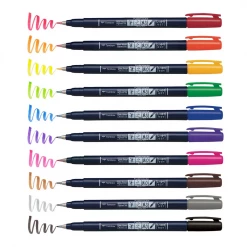 Tombow Pens + Pencils Fudenosuke Colors Calligraphy Brush Pens - 10-Pack