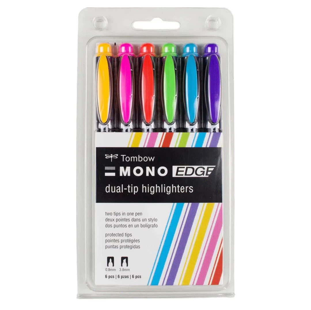 Tombow MONO Edge Highlighters - 6-Pack Pens + Pencils 3 Tombow MONO Edge Highlighters - 6-Pack Pens + Pencils