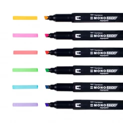 Tombow MONO Edge Highlighters - 6-Pack Pens + Pencils