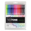 Tombow TwinTone Marker Set: Bright - 12-Pack Pens + Pencils