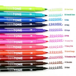 Tombow TwinTone Marker Set: Bright - 12-Pack Pens + Pencils