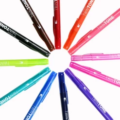 Tombow TwinTone Marker Set: Bright - 12-Pack Pens + Pencils