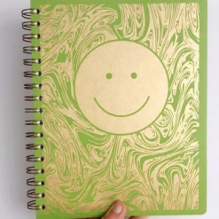 The Rainbow Vision Smiley Dot Journal In Grass Green Notebooks + Notepads