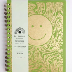 The Rainbow Vision Smiley Dot Journal In Grass Green Notebooks + Notepads