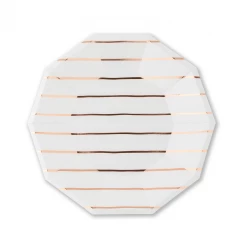 Daydream Society Frenchie Striped Large Rose Gold Plates - 8 Pk.