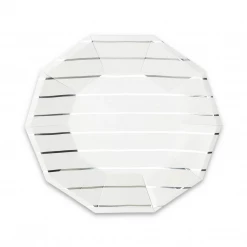 Daydream Society Frenchie Striped Small Silver Plates - 8 Pk.