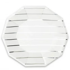 Daydream Society Frenchie Striped Large Silver Plates - 8 Pk.