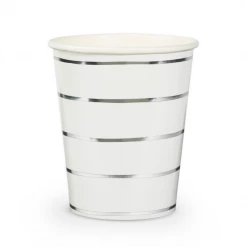 Daydream Society Frenchie Striped Silver 9 Oz Cups - 8 Pack