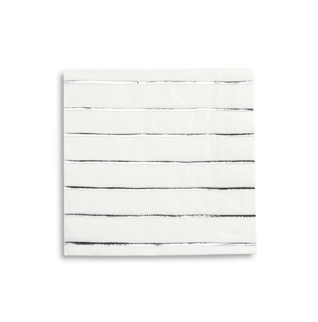 Daydream Society Frenchie Striped Silver Large Napkins - 16 Pack 3 Daydream Society Frenchie Striped Silver Large Napkins - 16 Pack