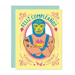 Lucy Loves Paper Luchador Feliz Cumpleaños - Birthday Card In Spanish