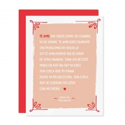 Lucy Loves Paper Greeting Cards Pablo Neruda Soneto XVII - Love Card In Spanish