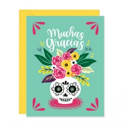 Lucy Loves Paper Greeting Cards Muchas Gracias Sugar Skull - Thank You Card In Spanish