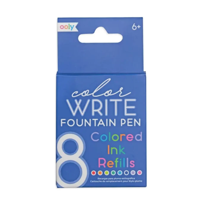 OOLY Color Write Fountain Pens Colored Ink Refills 3 OOLY Color Write Fountain Pens Colored Ink Refills