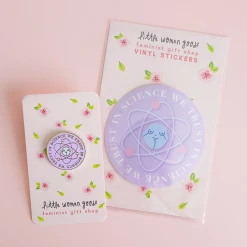 Little Woman Goods In Science We Trust Vinyl Sticker