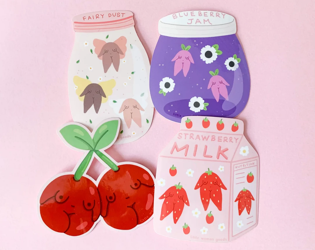 Little Woman Goods Stickers Cherry Girls Vinyl Sticker 4 Little Woman Goods Stickers Cherry Girls Vinyl Sticker