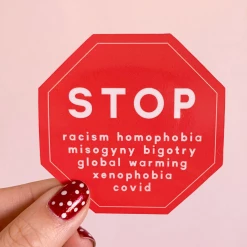 Little Woman Goods Stop COVID Vinyl Sticker Stickers