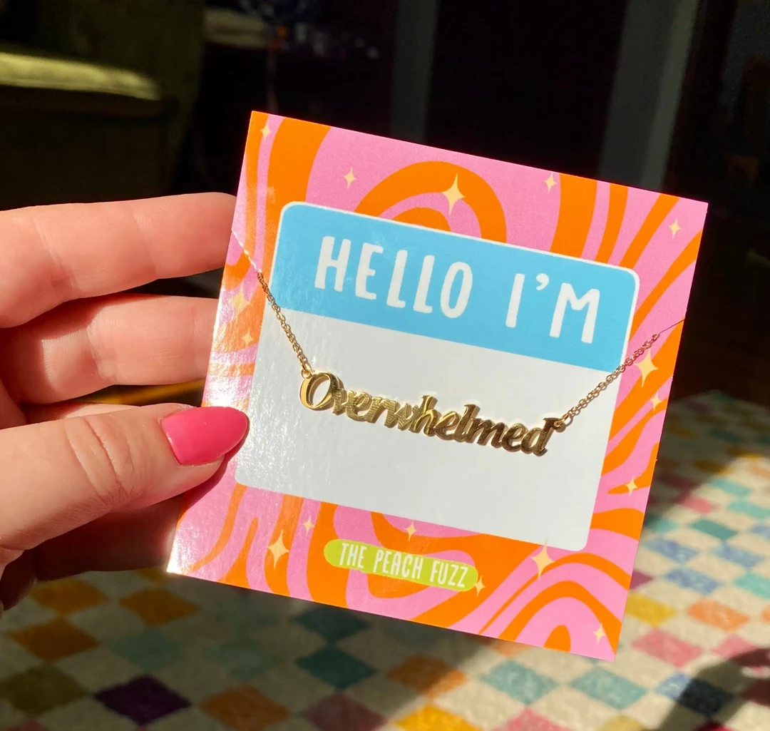 The Peach Fuzz Overwhelmed Nameplate Necklace 5 The Peach Fuzz Overwhelmed Nameplate Necklace