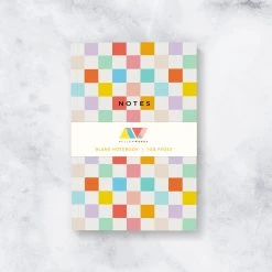 MELLOWWORKS Rainbow Checkerboard Notebook- Blank Pages Notebooks + Notepads
