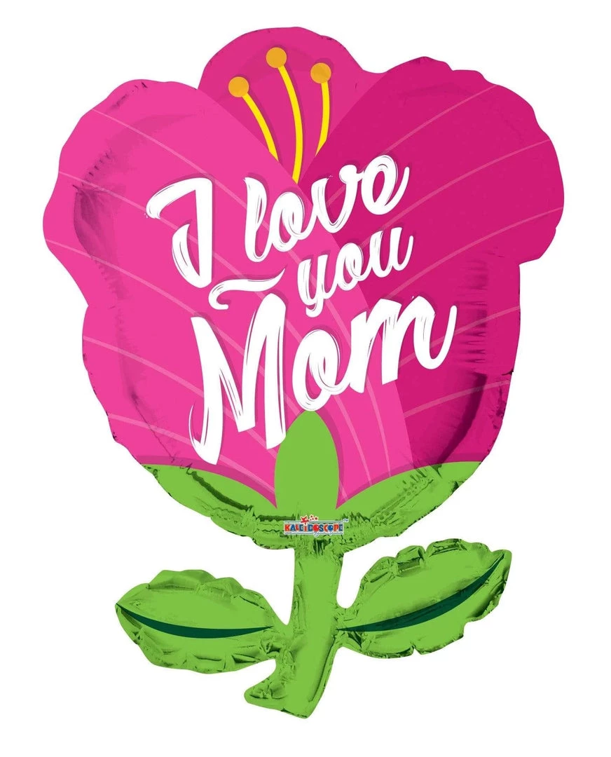 Kaleidoscope 38" I Love You Mom-Pink Tulip Balloons 3 Kaleidoscope 38" I Love You Mom-Pink Tulip Balloons