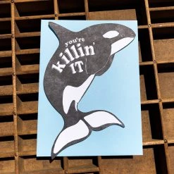 Blackbird Letterpress Greeting Cards Killin' It Killer Whale Gift Card