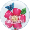 Qualatex 24" Happy Birthday Flower Bubble Balloons 2 Qualatex 24" Happy Birthday Flower Bubble Balloons
