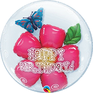 Qualatex 24" Happy Birthday Flower Bubble Balloons 3 Qualatex 24" Happy Birthday Flower Bubble Balloons