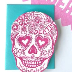 Blackbird Letterpress Til Death Sugar Skull Card Greeting Cards